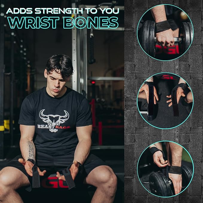 BEAST RAGE Lifting Wrist Straps for Weightlifting, Straps Gym Grip Power Workouts Lifting Straps Padded Cotton Men Women Wrap Lift, Deadlift Bodybuilding Weight Lifting Exercise Straps