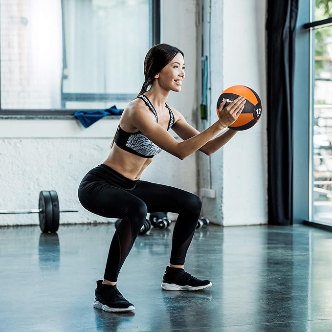 ZENY Fitness Medicine Ball 12lb, Weighted Exercise Ball with Textured Grip Fitness Core Strength Training Rubber Ball Home Gym Workout Equipment