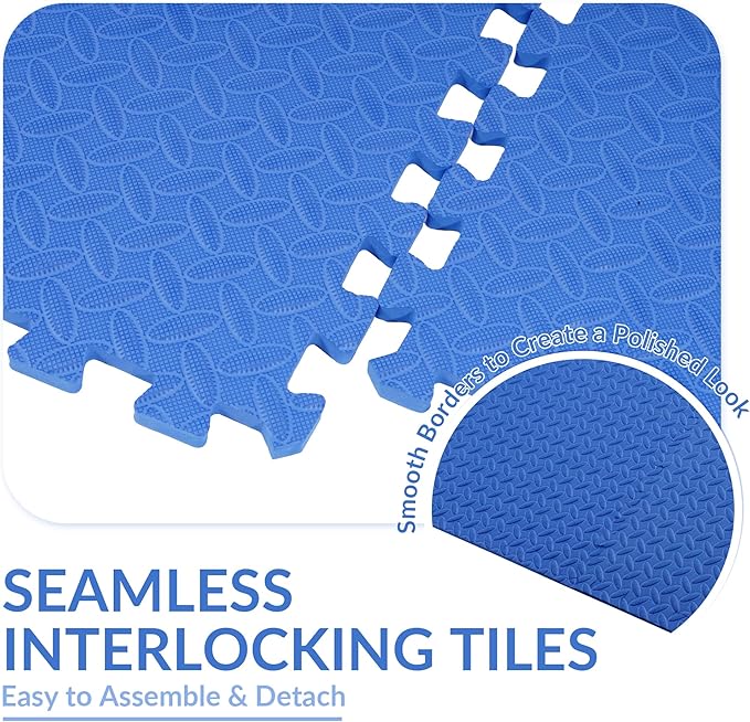 Fitvids Puzzle Exercise Gym Flooring Mat, 1/2" Thick High-Density EVA Interlocking Tiles Workout Mat for Home Gym, Fitness Equipment, MMA, Gymnastics, 36-Piece Shock-Absorbing Exercise Mat (144 Sq Ft)