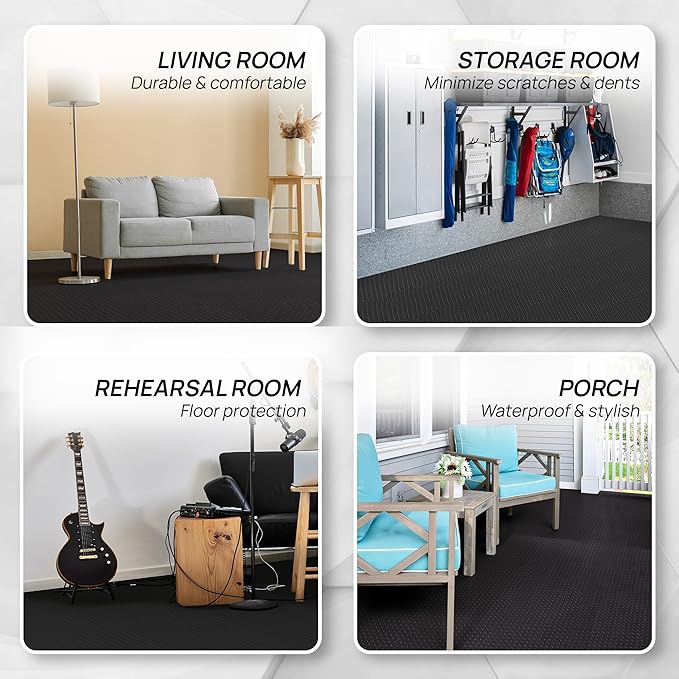 Yes4All EVA Interlocking Mats, Puzzle Floor Tiles, Foam Floor Padding with Border for Furniture, Home Space, Living Room, Garage 11 SQFT