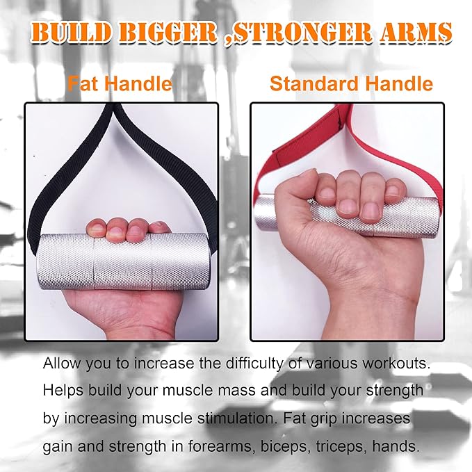 Heavy Duty Fat Gym Handle Grips 2" Diameter Aluminum Alloy Exercise Handles Cable Machine Pulley LAT Pulldown Attachments Arm Wrestling Training Handles