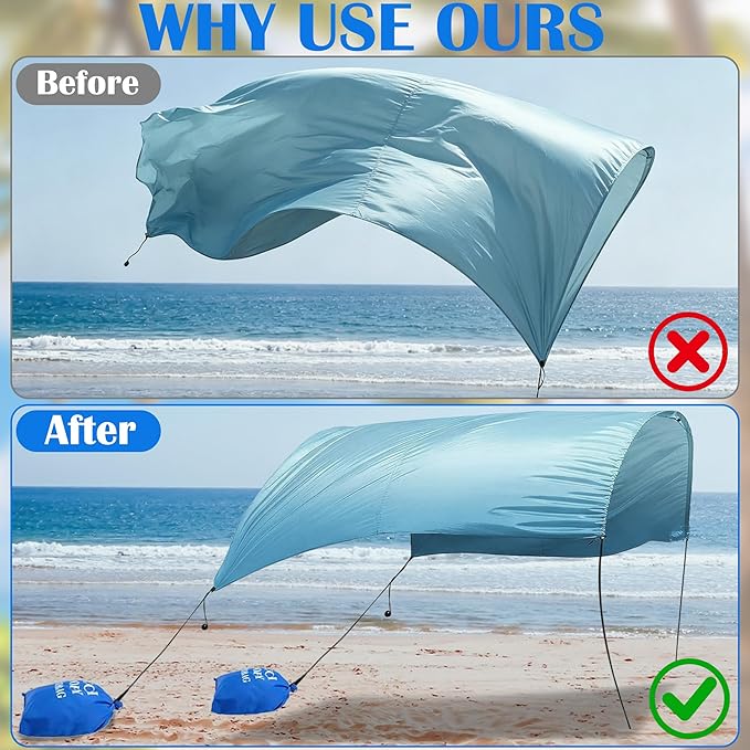 DECOHS 2 Pack Beach Canopy Wind Assist Kit, 20" x 16.5" Breeze Wind Sun Canopy Weights, Beach Shade Accessories Sun Shelter Sandbags Anchor for Fixing Outdoor Shade Tents (Canopy Not Included)