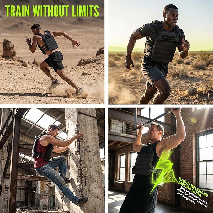 Greencity Weight Vest Adjustable Strength and Endurance Training, Tactical Vest Quick Release with Molle System, Fitness Workouts, Running
