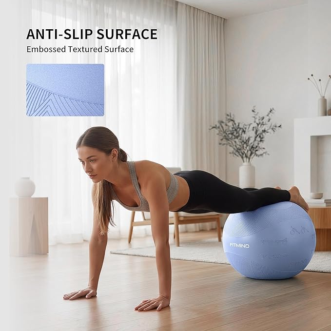 Extra Thick Yoga Ball with Training Instruction, Anti-Burst Slip Resistant Exercise Ball with Pump for Pilates,Physical Therapy,Pregnancy Stability,Birthing Ball 22in 26in 30in
