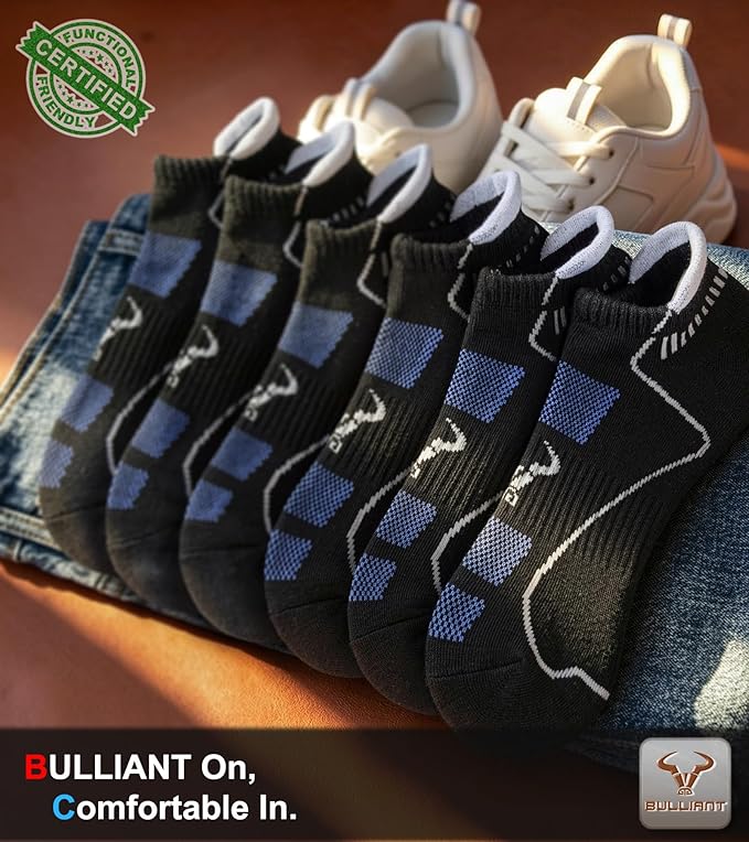 BULLIANT Men Running Socks,Active Ankle Socks No Show For Men With Cushioned Footbed Arch Support Breathable Wicking