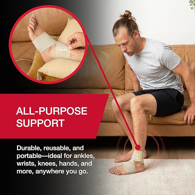MUELLER Sports Medicine All-Purpose Support Wrap for Men and Women, Adjustable Compression for Joint and Muscle Support, Beige