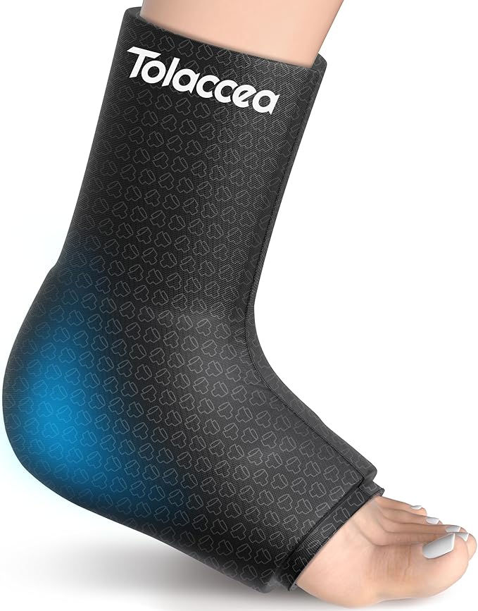 Tolaccea Ankle Ice Pack Wrap PRO for Injuries, Foot Ice Pack for Hot and Cold Therapy, Flexible Cold Pack for Plantar Fasciitis,Swelling,Sprained, ColdFocus for More Cooling Large (Pack of 1)