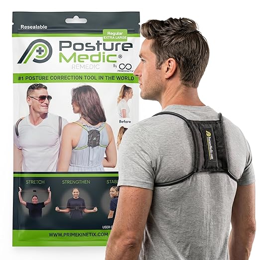 PRIMEKINETIX PostureMedic Dynamic Posture Corrector - Active Resistance Training System for Back Strengthening & Shoulder Alignment - Stretches Chest, Strengthens Upper Back - Doctor Recommended for Lasting Posture Improvement - XL