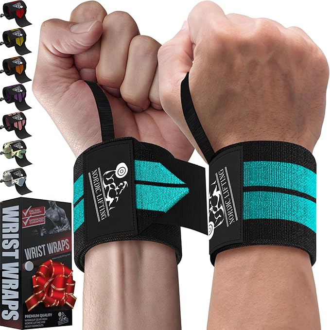 Nordic Lifting Wrist Wraps (1 Pair/2 Wraps) – Lifting Wrist Wraps with Thumb Loop for Weightlifting, Powerlifting & CrossFit – Durable Wrist Support Straps for Men & Women – Gym Essentials for Heavy Lifts