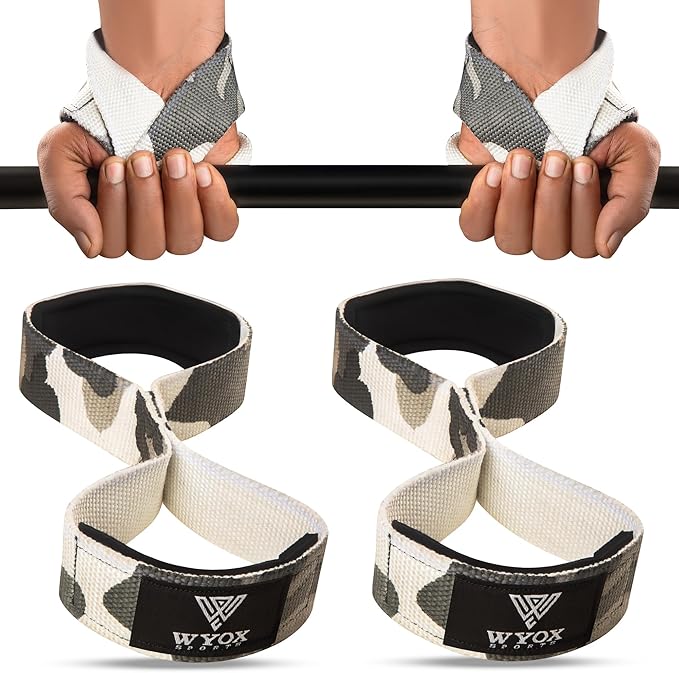 WYOX Figure 8 Lifting Wrist Straps for Weightlifting – Heavy Duty Padded Neoprene Wrist Support, Powerlifting & Strength Training Lift Straps for Deadlifts, Pull Ups, Rows, Shrugs, Gym Training Hand Grip Support for Bodybuilding