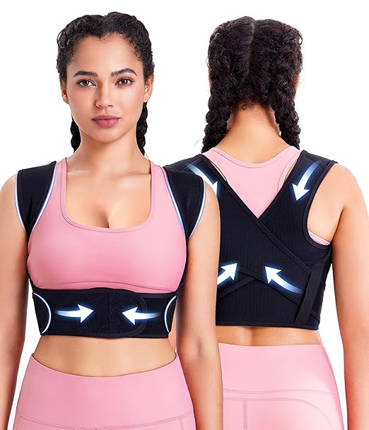URSEXYLY Posture Corrector for Women Adjustable Upper Back Brace Posture Support Back Straightener Pain Relief(XS/S,Black)