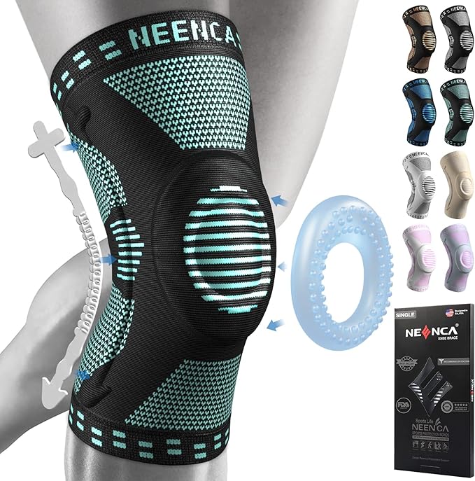 NEENCA Professional Knee Brace for Pain Relief, Medical Knee Support with Patella Pad & Side Stabilizers, Compression Knee Sleeve for Meniscus Tear, ACL, Joint Pain, Runner, Workout (Emerald, X-Small)