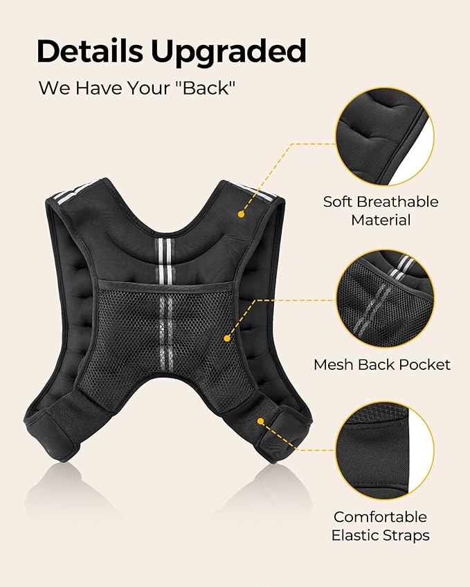 PACEARTH Weighted Vest,6lb/8lb/10lb/12lb/16lb/20lb/25lb/30lb Weight Vest with Reflective Stripe, Body Weight Vests for Women, Men, Weight Loss Workout, Strength Training, Running, Walking, Jogging