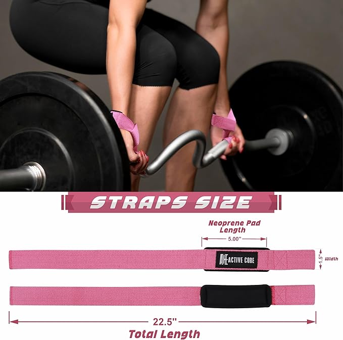 Lifting Wrist Straps for Weightlifting, Weight Lifting Straps Gym Strength Training, Neoprene Padded Wrist Support, Deadlift Straps for Men & Women, 22.5 Inch Cotton