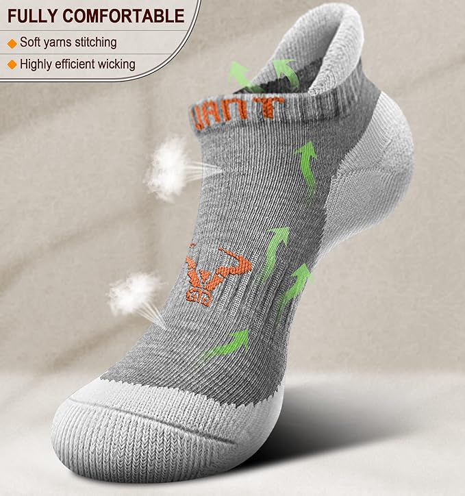 BULLIANT Men Running Socks,Active Ankle Socks No Show For Men With Cushioned Footbed Arch Support Breathable Wicking