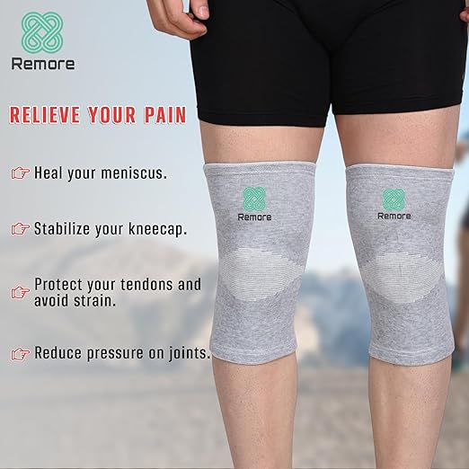 Bamboo Knee Compression Sleeve for Men and Women Bamboo Knee Brace for Men and Women Knee Pain, Gym, Running, Basketball, Meniscus Tear, Sports, Joint Pain Relief, Injury Recovery (36-43cm Thigh) (Medium)