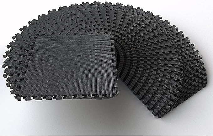 BalanceFrom 24x24 Inch EVA Interlocking Foam Exercise Tile Mat – Non-Slip Puzzle Flooring for Home Gym, Fitness Studio, or Playroom with Multiple Thickness, Coverage Sizes and Color Options