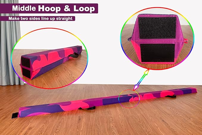 MARFULA 6 FT / 8 FT / 9 FT Folding Gymnastics Beam Foam Balance Floor Beam - Extra Firm - Suede Cover - Anti Slip Bottom with Carry Bag for Kids/Adults Home Use