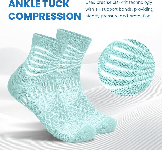 IRAMY Ankle Compression Socks for Women Men Plantar Fasciitis Relief 3/5 Pairs Cushioned Athletic Running Socks