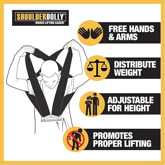 Shoulder Dolly Moving Straps - Lifting Strap for 2 Movers - Move,Lift,Carry,and Secure Furniture,Appliances,Heavy,Bulky Objects Safely,Efficiently,More Easily Like The Pros - LD1000,(Pack of 8)