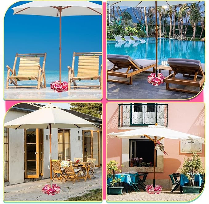 Lawn Social Umbrella Base Weight Bag, Round Heavy Duty Sand Bags for Cantilever Patio Umbrella, Universal Fit for Any Offset Design, Stabilize and Secure Umbrella (Pink)