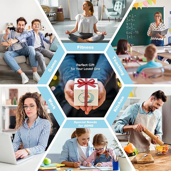 Visual Timer for Kids, 60-Minute Countdown for Classroom Office Kitchen, Desk Timer Kids Time Management Tools with Silent Operation, Pomodoro Timer Rainbow Pattern Purple