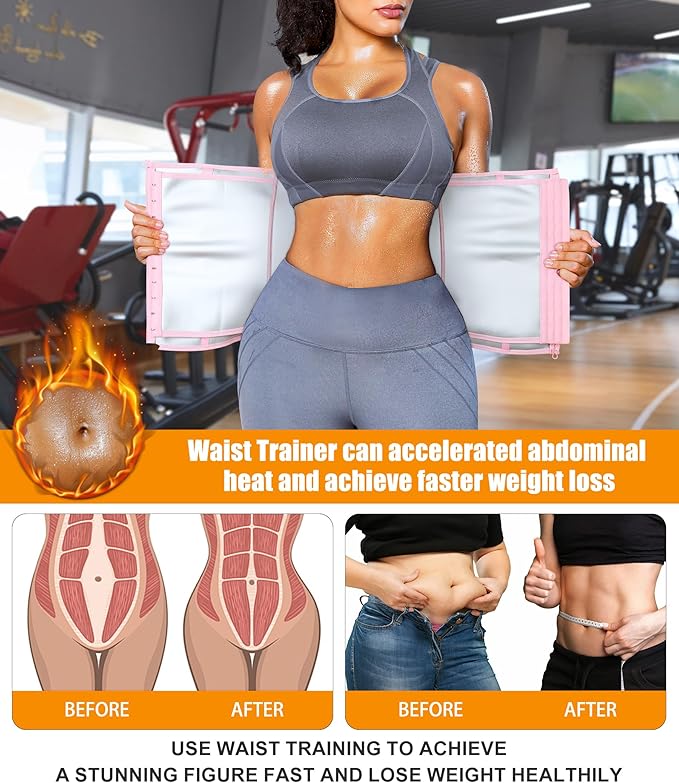 LEINIDINA Womens Waist Trainer Corset with Zipper Sweat Waist Trimmer for Women Workout Belt Corset Shapewear