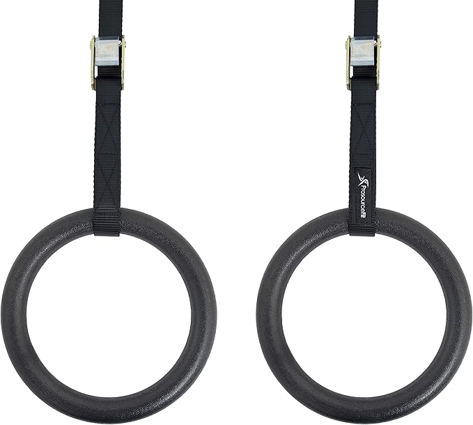 ProsourceFit Fitness Gymnastics Rings with Straps for Total Body Conditioning at Home