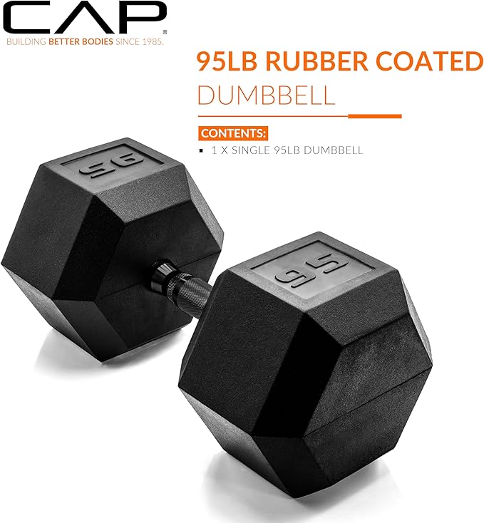 CAP Barbell Coated Hex Dumbbell Weight - Single | 10-120 lbs | Multiple Options