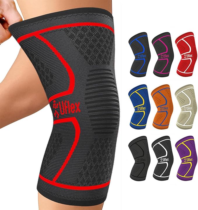 UFlex Athletics Knee Brace for Men and Women Knee Compression Sleeve Support for Arthritis Joint Pain Relief, Workout, Swelling, Sports, Circulation, Running, Recovery Support for ACL & Meniscus Tear