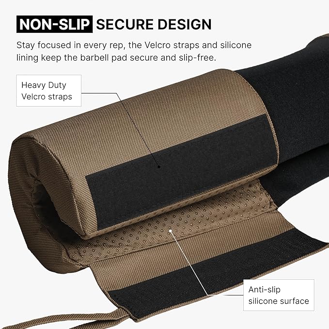 DMoose Fitness Barbell Pad for Hip Thrust, Squat & Lunges - Non-Slip Thick Foam Cushion for Neck and Back Support with Two Straps - Hip Thrust Pad for Leg Day - Fits All Olympic Bars and Smith Machine