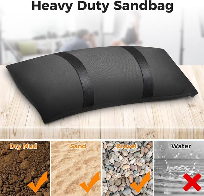 200 LBS Umbrella Base Weights Sandbags, 4 Packs Sand Bags for Weight, Weatherproof Fillable Heavy Duty Weight Sandbag for Outdoor Furniture Backyard Umbrella Garden Trampoline Poolside Accessories