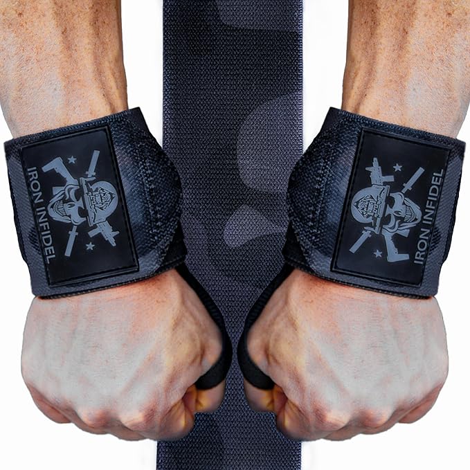 Iron Infidel Wrist Wraps for Weightlifting - 18" Heavy Duty Support for Working Out, Gym Accessories for Men - Use for Lifting, Crossfit, Fitness, Exercise, Bench Press, Powerlifting