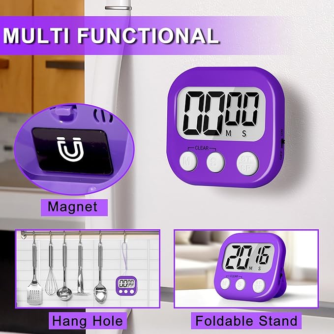 ZILLEEN Classroom Timer for Kids Teachers 2 Pack Digital Timers, Purple & Pink