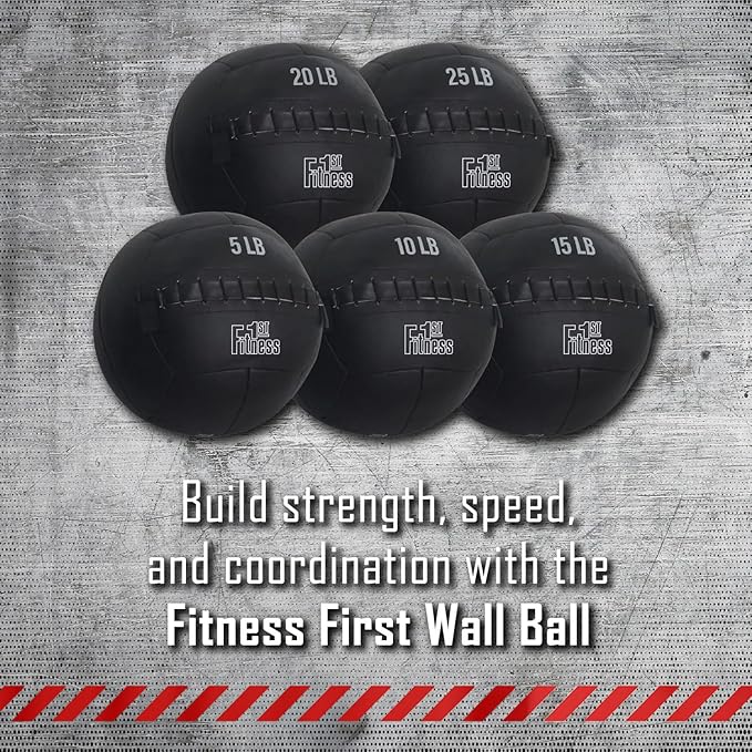Fitness First Soft Wall Ball, 5-25 LBS, Durable Reinforced for Core Strength Building, Cardio
