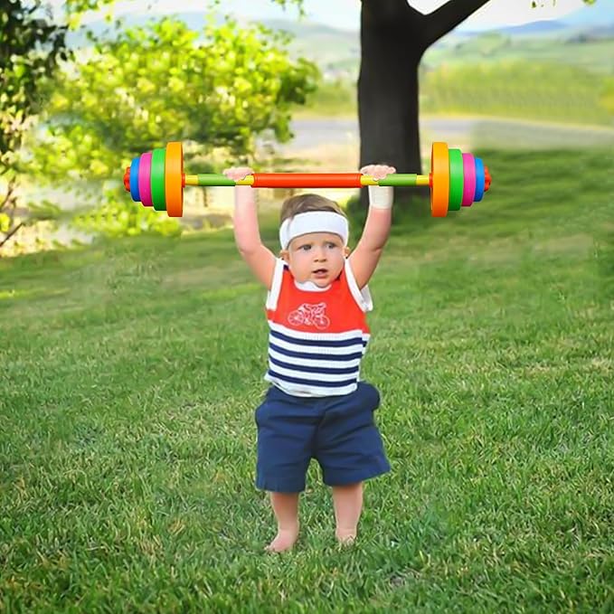 Kids Weight Set Adjustable Toddler Workout Toy Equipment Barbell Dumbbell Kettlebell for Pretend Play Exercise & Fitness Toy