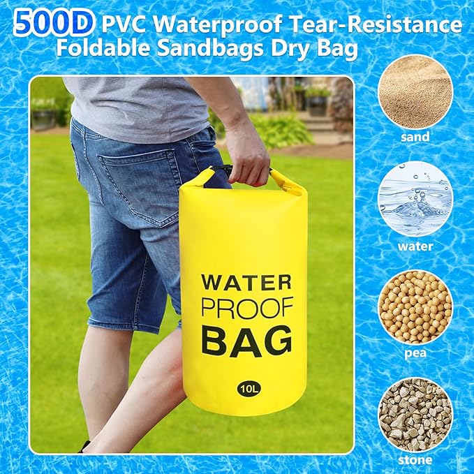 2-Pack Pool Step Weights, 10L Heavy-Duty Pool Ladder Weights for Above-Ground Pools, 500D No-Break Waterproof Sand Bags, Easy & Quick Fill for Secure Pool Steps (Yellow)