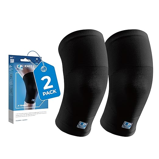 LP 647 Knee Braces For Arthritis Pain, Knee Pain Relief, Injury Recovery - Knee Sleeve For Weightlifting, Basketball, Hiking, Biking, Running, For Men Women (Black, S, 2 Pack)