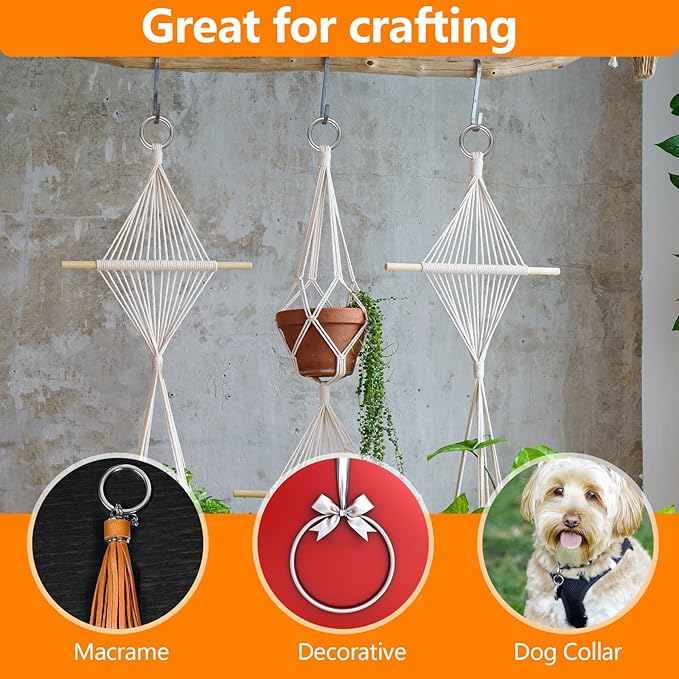 3 1/8 inch Metal O Rings, Stainless Steel Round Ring Buckles, Solid Welded Metal Ring for Macrame, Hanging Strap Slings