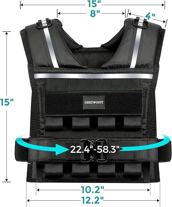 35lb/45lb Weighted Vest Men , Adjustable Rucking Vests for Walking with Reflective Stripe, 1.2" Ultra Thick Shoulder Padding Strength Training Workout Vest for Running GYM Home, Detachable Iron Weights