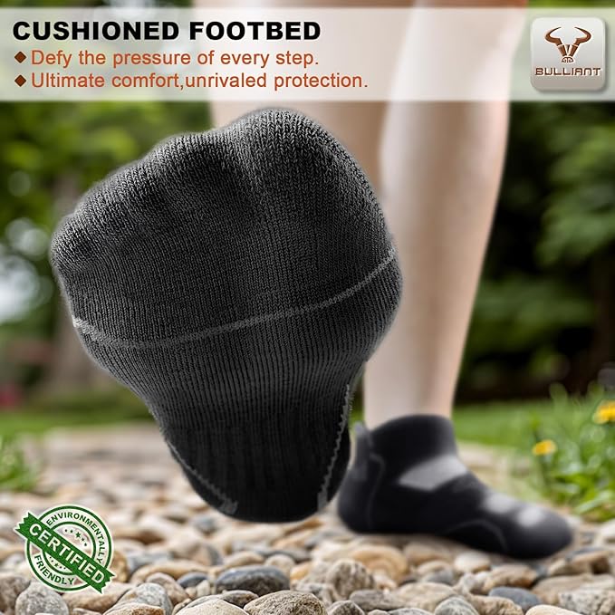BULLIANT Men Running Socks,Active Ankle Socks No Show For Men With Cushioned Footbed Arch Support Breathable Wicking