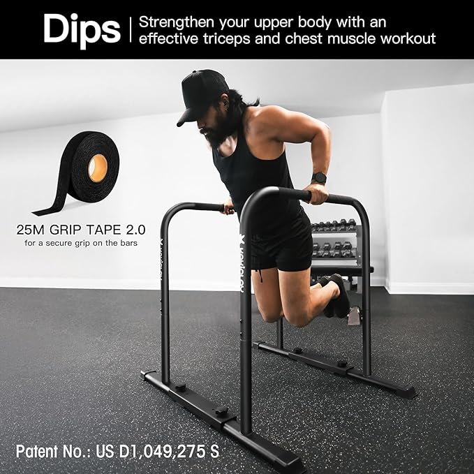 2026 Upgrade World's Best Strongest Premium Dip Bars with Adjustable Ultra-Stable Settings & Non-Slip Feet - USA Original Patent, USA Designed, USA Shipped, USA Warranty