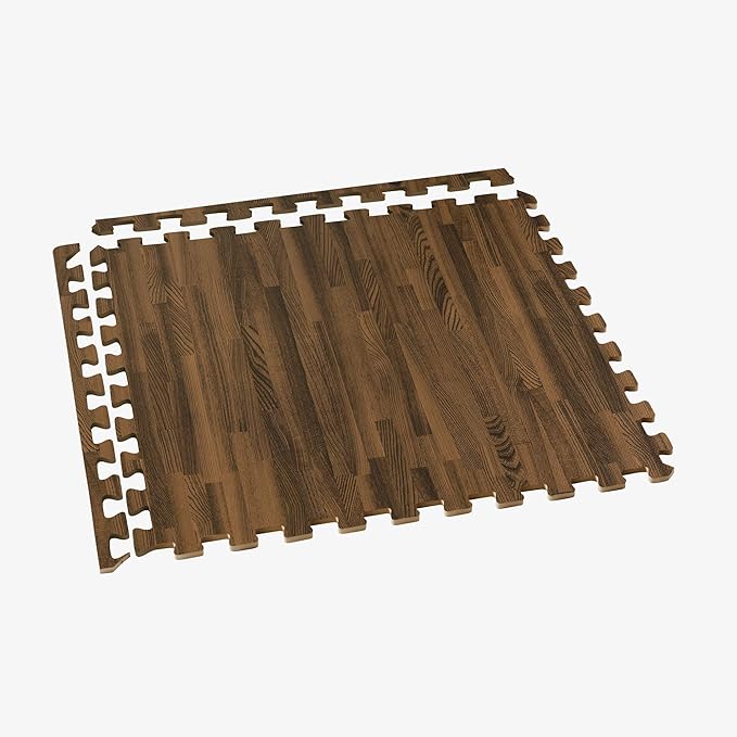 Forest Floor 3/8 Inch Thick Printed Foam Tiles, Premium Wood Grain Interlocking Foam Floor Mats, Anti-Fatigue Flooring – Stylish Flooring Solution