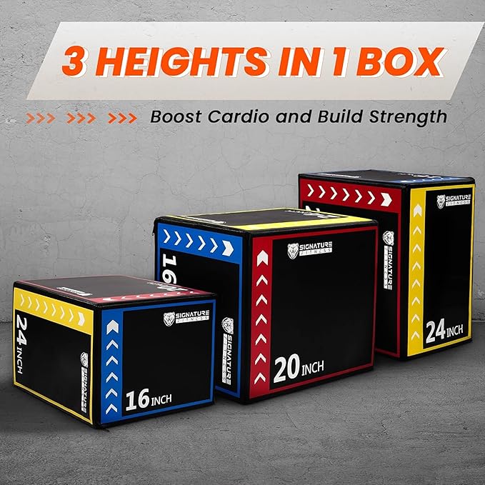 BalanceFrom 3-in-1 Foam Plyo Box, Jump Box for Home Gym, Plyometric Training, HIIT & Strength Workouts, Anti-Slip, Durable & Lightweight, Supports 350lbs,Multiple Colors
