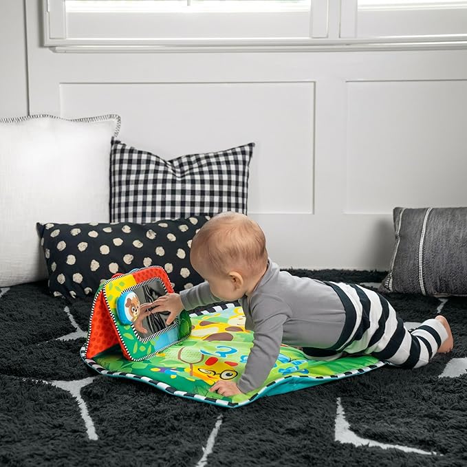 Baby Einstein Discovery Garden Tummy Time Mat & Mirror, Ages 0-6 Months, Multisensory