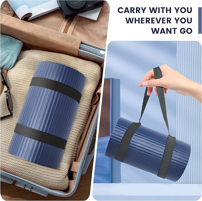 Yoga Knee Pad Cushion 0.8inch (20mm) Thick Yoga Mat with Carrier Strap for Pain Free Knees, Elbows, Wrists and Back, Workout Mats for Home Gym, Pilates, Planks, Ab Rollers (24"x10"x0.8")