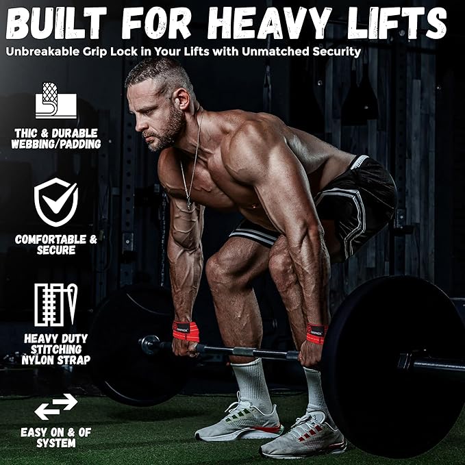 – Weight Lifting Straps Figure 8, Anti Slip Padded Wrist Support for Gym Workout Deadlift, Weightlifting, Powerlifting, Hand Bar Grip & Cross Training Strong Weightlifting Wrist Straps.