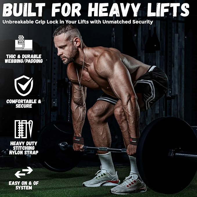 – Weight Lifting Straps Figure 8, Anti Slip Padded Wrist Support for Gym Workout Deadlift, Weightlifting, Powerlifting, Hand Bar Grip & Cross Training Strong Weightlifting Wrist Straps.