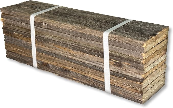 Rustic Revival | Handmade Reclaimed Barnwood Craft Bundle | Unfinished Authentic Weathered Wood Planks for DIY, Home and School Projects (12" x 3.5" x .25") 12 Pack