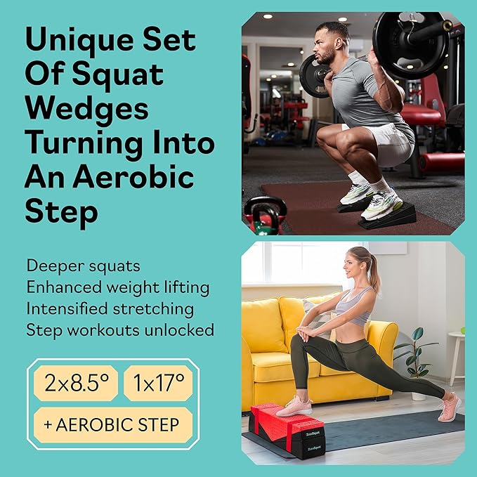Squat Wedge Block Set of 3/5 - 960 LBS Capacity - Slant Board for Calf Stretching with 5 Stackable Angles - Calf Stretcher Slant Board - Workout Equipment - EPP Material for Exercise Equipment & Physical Therapy